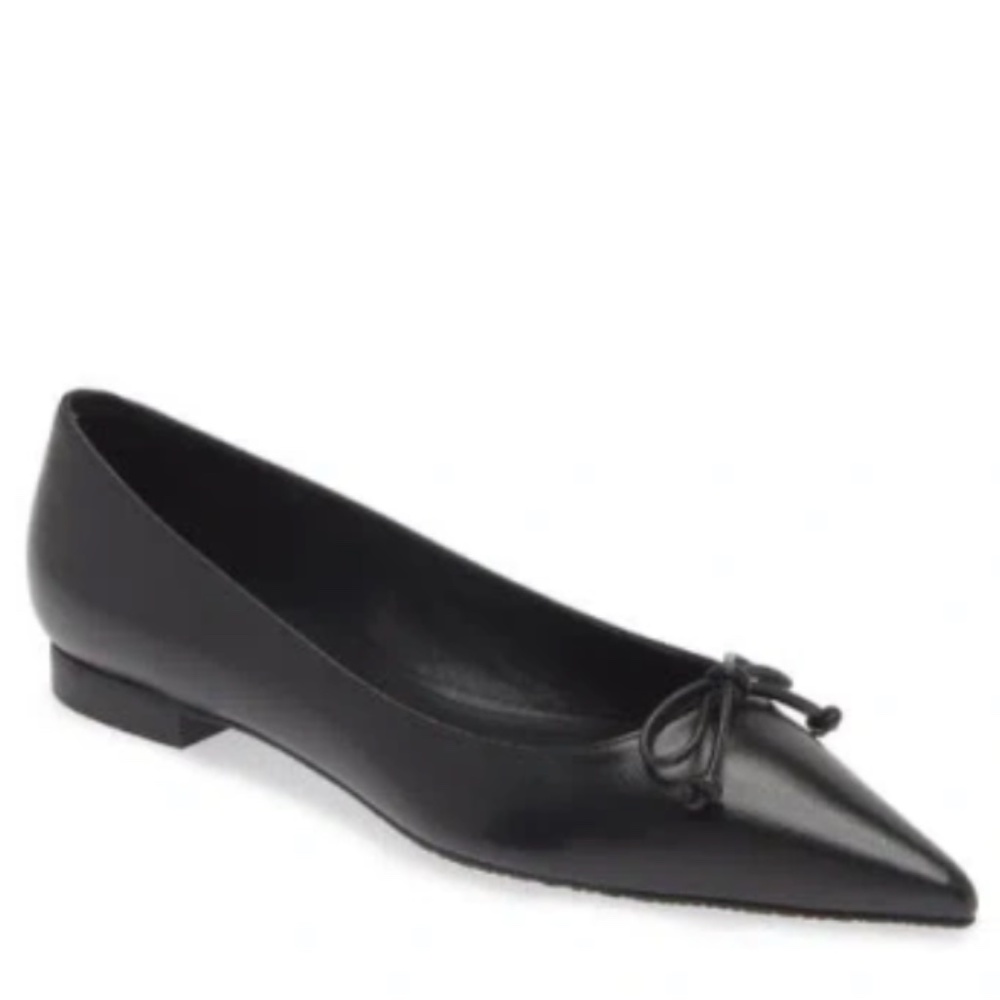 Stuart Weitzman Black Landon Pointed Toe Ballet Flat Size 5.5